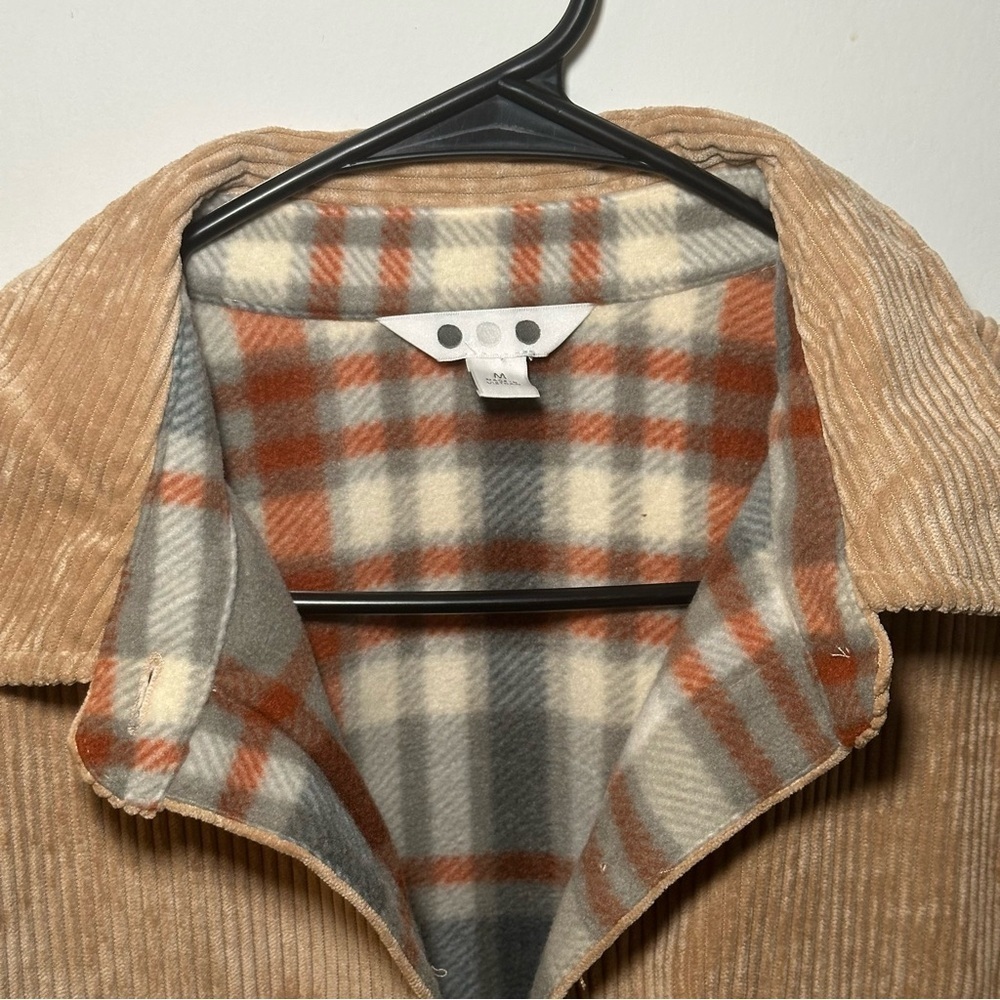 Three Dots Tan Corduroy Style Jacket with Plaid Lining Size M - Picture 7 of 15